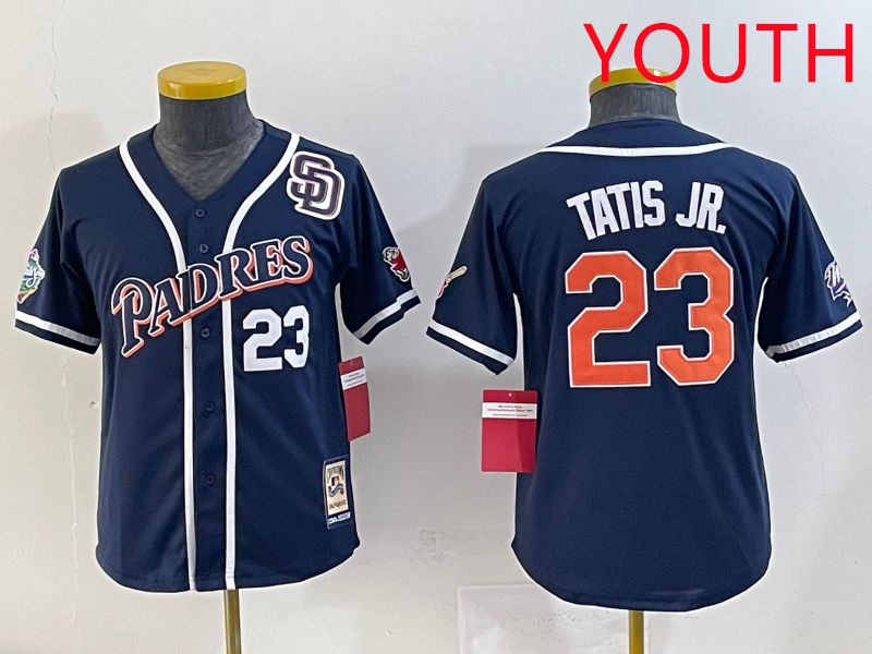 Youth 2025 San Diego Padres #23 Tatis jr Blue Throwback Game Nike MLB Jersey style 25->youth mlb jersey->Youth Jersey